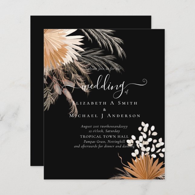 BUDGET Terracotta Pampas Grass Mariage tropical (Devant / Derrière)