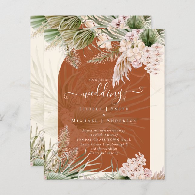 BUDGET Terracotta Peach Pampas Grass Mariage (Devant / Derrière)