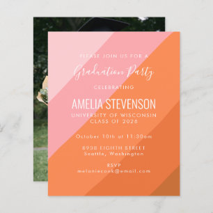 Budget Terracotta Photo Graduation Party Invitatio