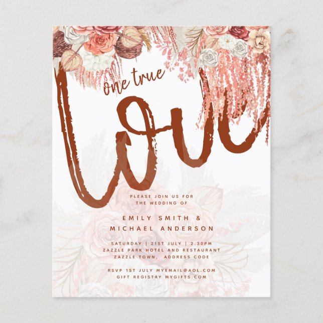 BUDGET Terracotta Rose Pampas Mariage floral Grass (Devant)