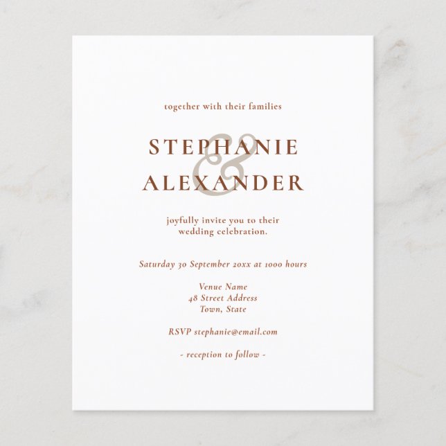 Budget Terracotta Texte Simple Faire-part de maria (Devant)