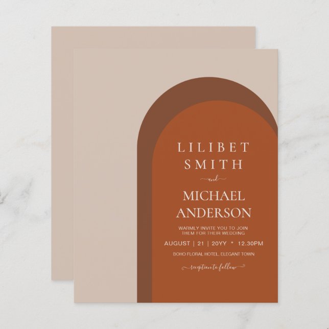 BUDGET Terracotta Tons Terreux Mariage Audacieux (Devant / Derrière)