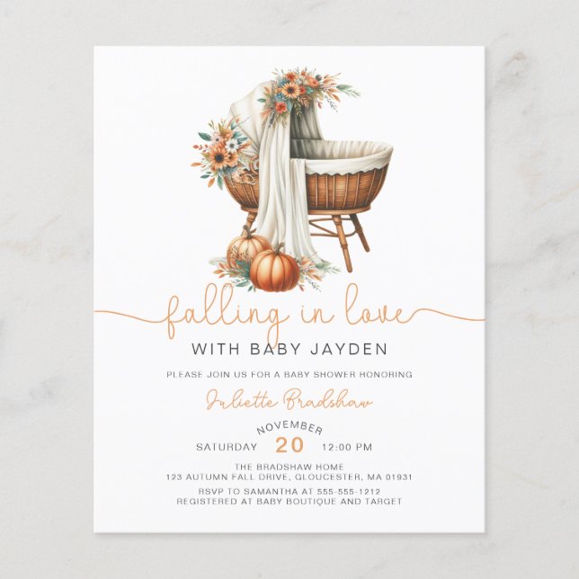 Budget Tombant Dans L'Amour Automne Baby shower Fl (Devant)