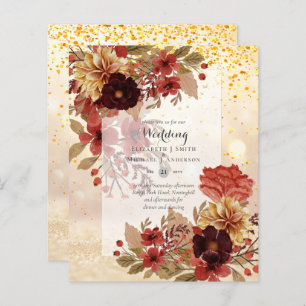 BUDGET TOMBE Floral Mariages Invitations - Dusky