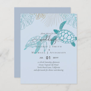 BUDGET Tortues de mer Mariage Moderne Line Art