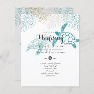 BUDGET Tortues de mer Mariage Moderne Line Art