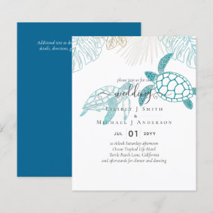BUDGET Tortues de mer Mariage Moderne Line Art