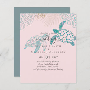 BUDGET Tortues de mer Mariage Moderne Line Art