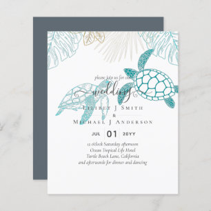 BUDGET Tortues de mer Mariage Moderne Line Art