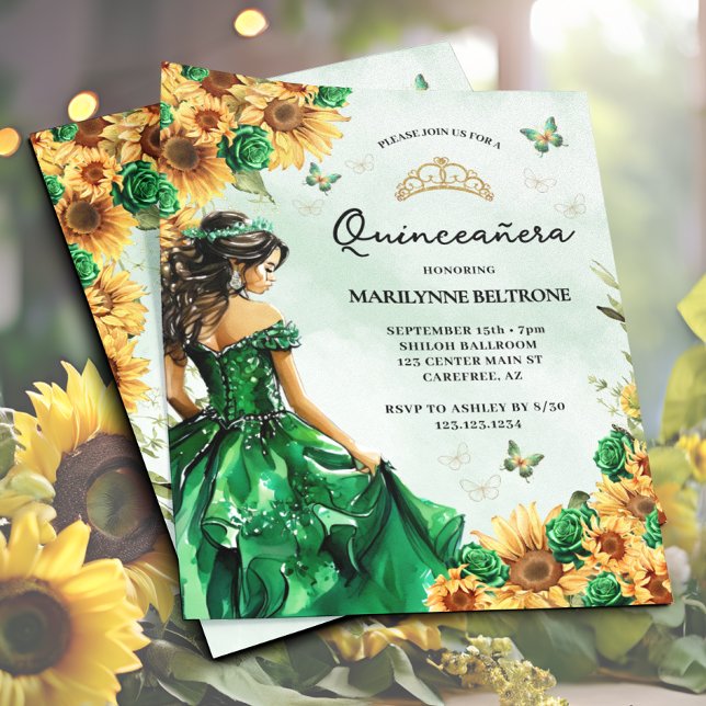 Budget Tournesol Papillon vert Quinceañera (Créateur téléchargé)