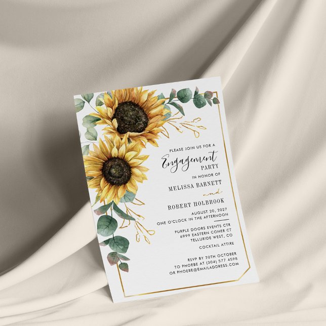 Budget Tournesol vert Invitation Fiançailles (Créateur téléchargé)