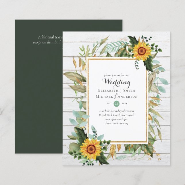 BUDGET Tournesols Eucalyptus Mariage de verdure (Devant / Derrière)