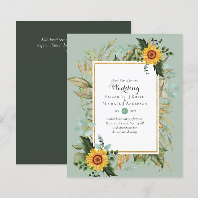 BUDGET Tournesols Eucalyptus Mariage de verdure (Devant / Derrière)