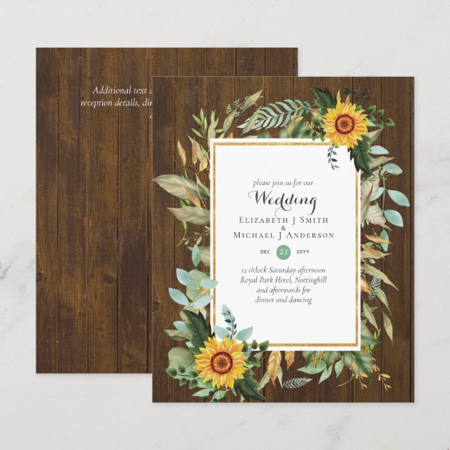 BUDGET Tournesols Eucalyptus Mariage de verdure (Devant / Derrière)