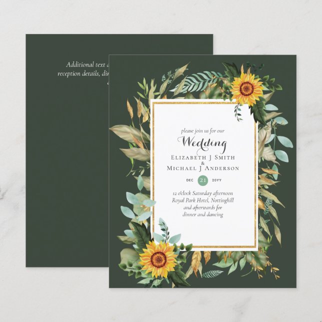 BUDGET Tournesols Eucalyptus Mariage de verdure (Devant / Derrière)
