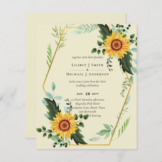 BUDGET Tournesols rustiques Vert Feuille Mariage (Devant / Derrière)