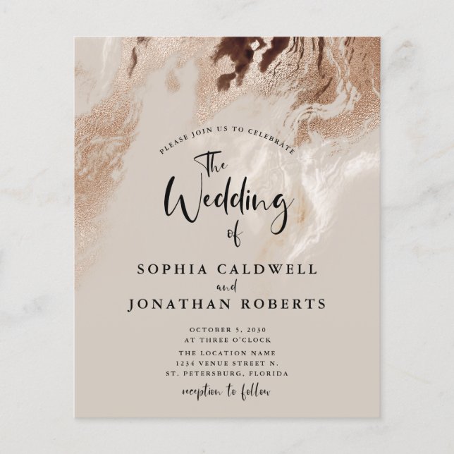 Budget tout en un Abstrait mariage en marbre Invit (Devant)