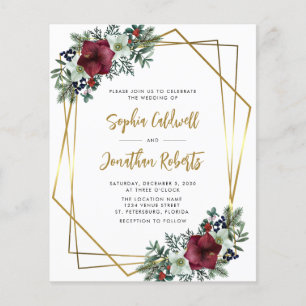 Budget Tout en un Amaryllis Mariage Invitation