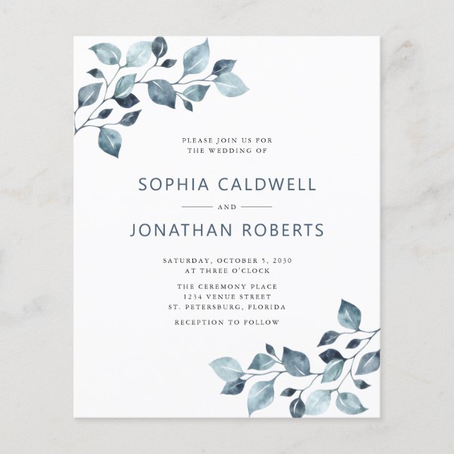 Budget Tout en Un Bleu Poussiéreux Mariage Eucalyp (Devant)