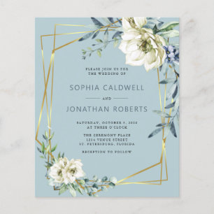 Budget tout en un Dusty Blue Floral Mariage Invite
