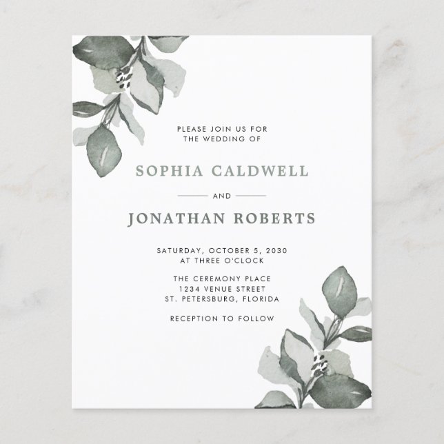 Budget tout en un Dusty Green Eucalyptus Mariage (Devant)