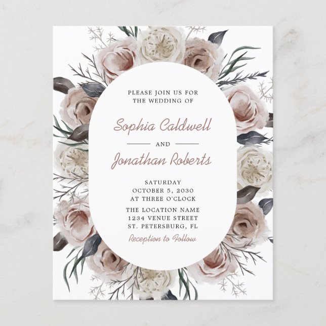 Budget Tout en un Dusty rose Floral Mariage Invita (Devant)