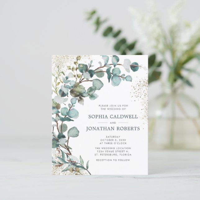 Budget tout en un Eucalyptus Gold Mariage Invitati (Debout devant)