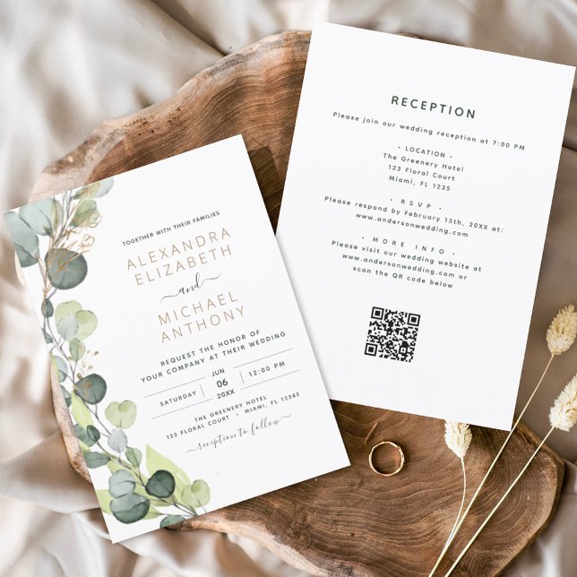 Budget tout en un Eucalyptus QR Code Mariage (Créateur téléchargé)