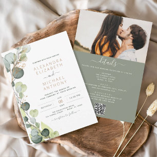 Budget tout en un Eucalyptus QR Code Mariage