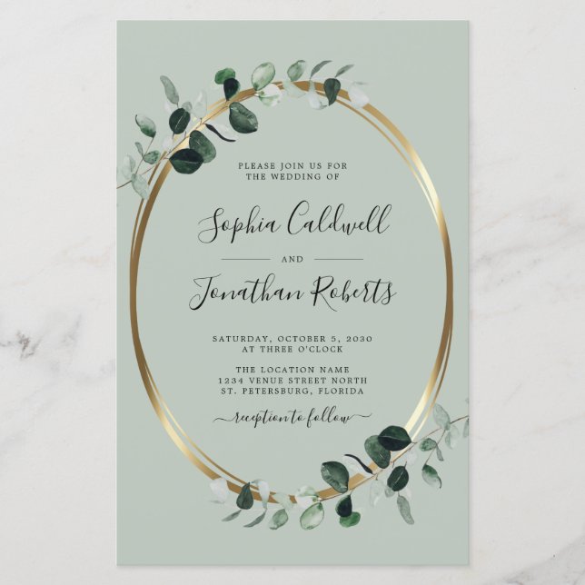 Budget Tout en un Eucalyptus Sage Mariage Invitati (Devant)