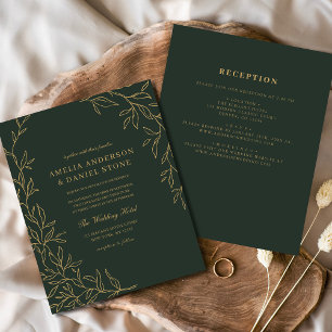 Budget tout en un Faire-part de mariage d'or vert