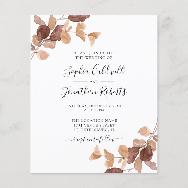 Budget tout en un Faire-part de mariage Eucalyptus (Devant)