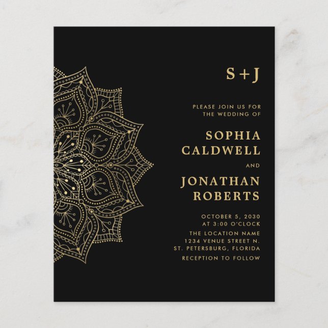 Budget tout en un Gold Mandala Invitation de maria (Devant)