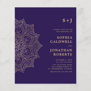 Budget tout en un Gold Mandala Invitation de maria