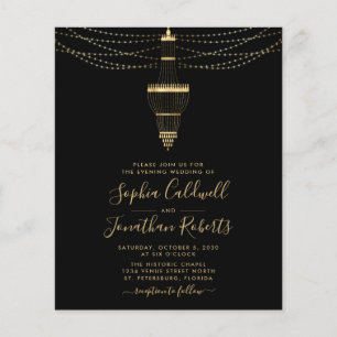 Budget tout en un lustre d'or Invitation de mariag