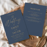 Budget tout en un Mariage bleu marine or Script<br><div class="desc">Présentation de notre Mariage d'or bleu marine Typographie moderne Script Invitation : Faites une déclaration avec nos élégantes invitations de mariage avec typographie moderne et de luxueux accents noir et or. Conçues avec une attention minutieuse aux détails, ces invitations exsument le raffinement et le style, donnant le ton pour votre...</div>