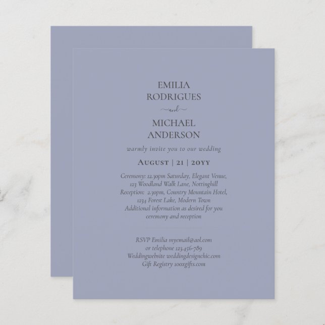 Budget tout en un mariage RSVP détails Registre (Devant / Derrière)