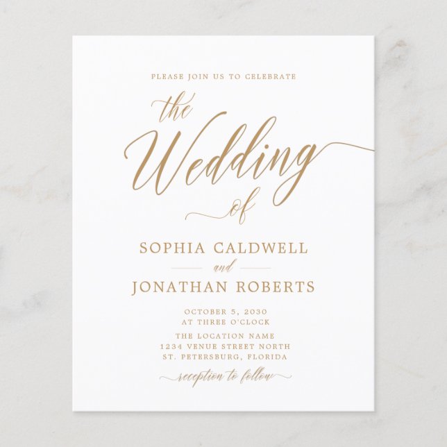 Budget Tout en un or Calligraphie Mariage Invitati (Devant)