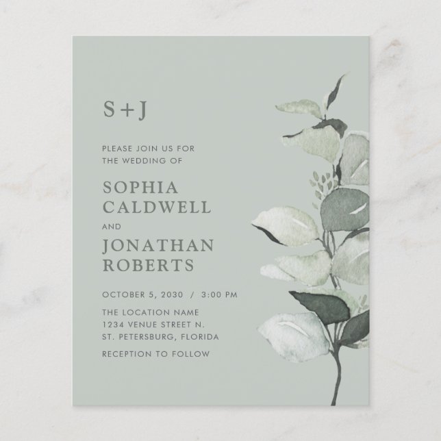 Budget Tout en un seul Sage Eucalyptus Mariage Inv (Devant)