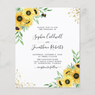 Budget Tout en un tournesol Bee Mariage Invitation