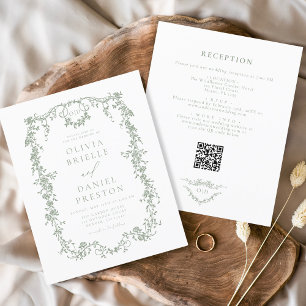 Budget Tout en un Victorian QR Code Mariage vert