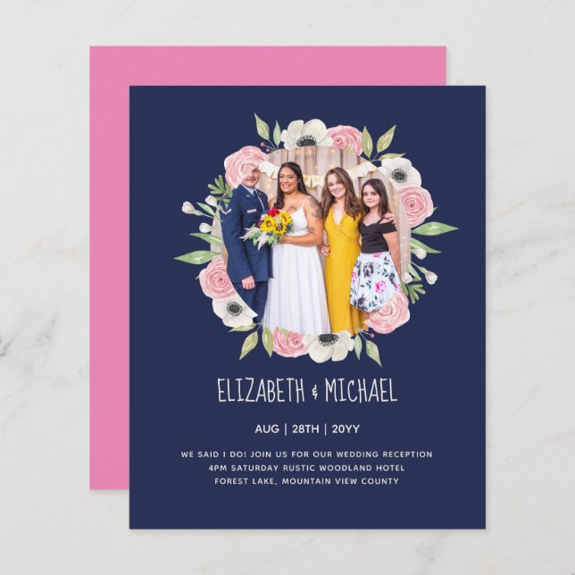 Budget Trending PHOTO Mariage Invitations de récep (Devant / Derrière)