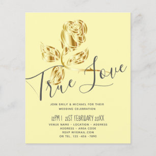 BUDGET Trending True Love Gold Rose Wedding Invite