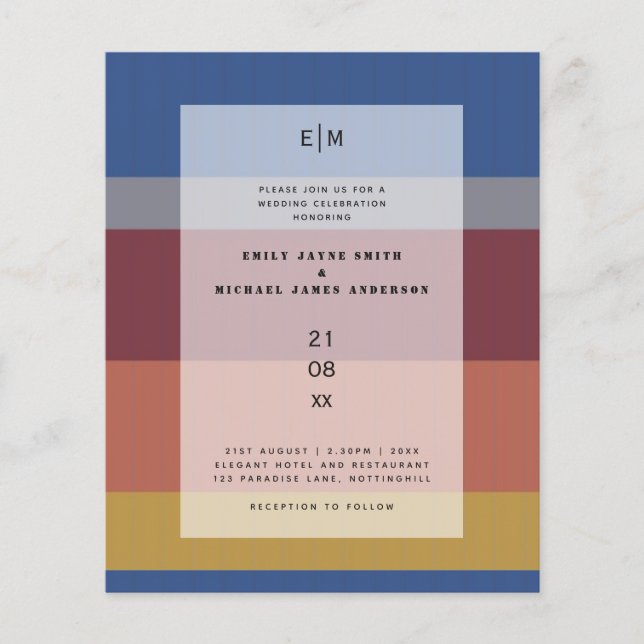 Budget Trending Wedding Invitations 2020 Colors (Devant)