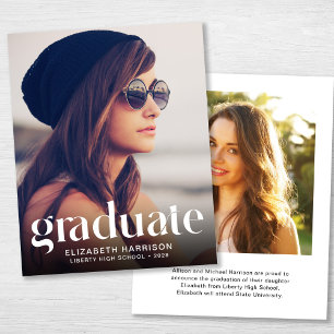 Budget Trendy 2 Photo Graduation Faire-part