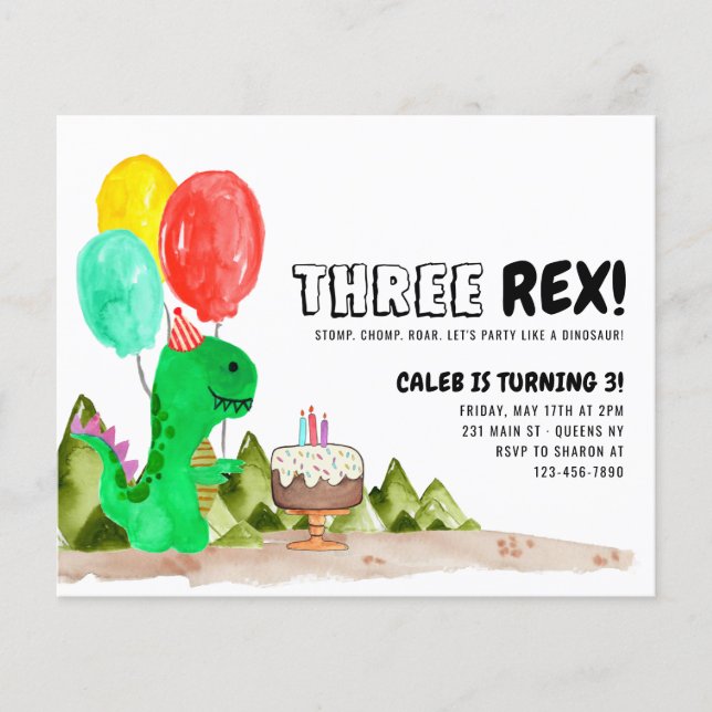Budget TROIS Rex Balloon Dinosaur 3e anniversaire (Devant)