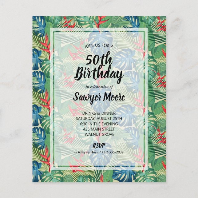 Budget Tropical 50e anniversaire Invitations (Devant)