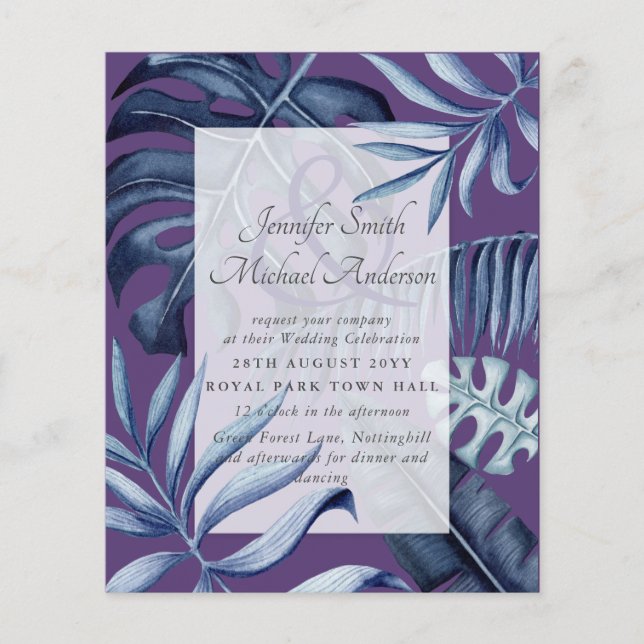 Budget Tropical Blue Purple Leaf Mariage (Devant)