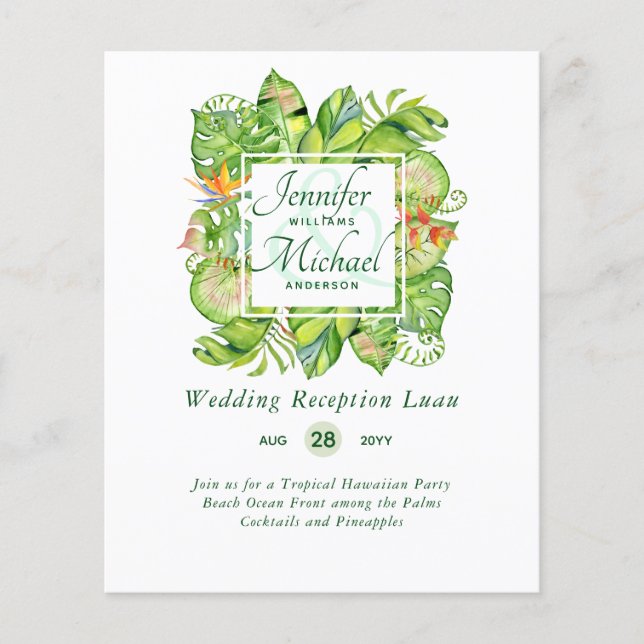 Budget Tropical Feuilles Luau Mariage Réception In (Devant)