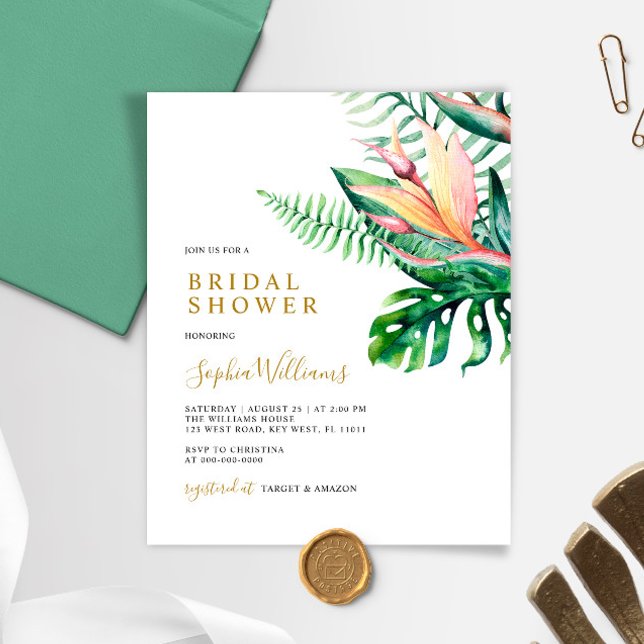 Budget Tropical Green Invitation à la douche nupti (Créateur téléchargé)